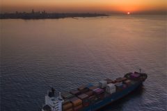 lebanon-mediterranean-shipping-ships-drone-sunset
